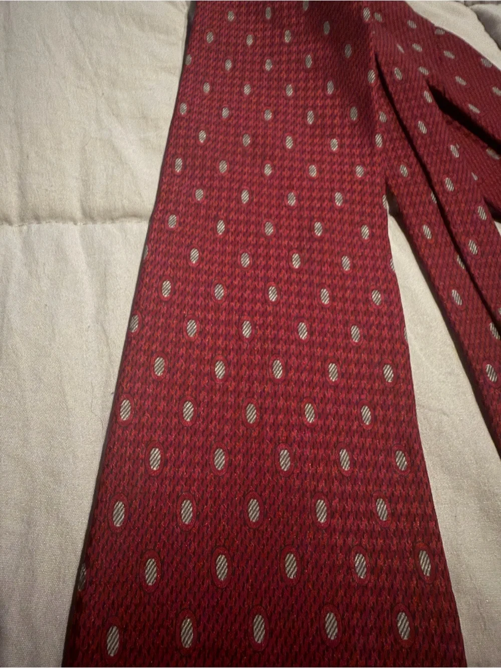 Geoffrey Beene Red Tie with Subtle Silver Dot Pattern